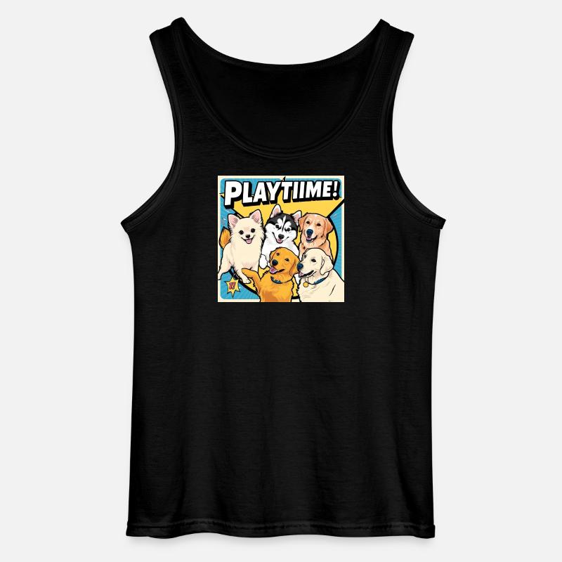 Comic Dogs - Playtime - Gildan Männer Tank Top - Schwarz
