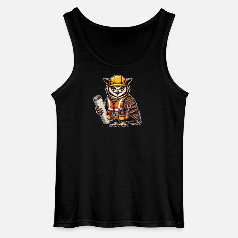 Bauarbeiter-Eule – Clever & Handwerklich! - Gildan Männer Tank Top - Schwarz