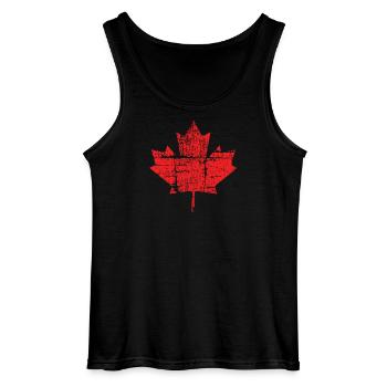 Rustic Wooden Maple Leaf - Gildan Men’s Tank Top - black - Front - AI Model Male 185 dark (185cm)