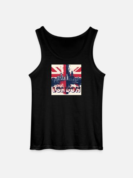 London Skyline Union Jack Splash - Gildan Men’s Tank Top - black