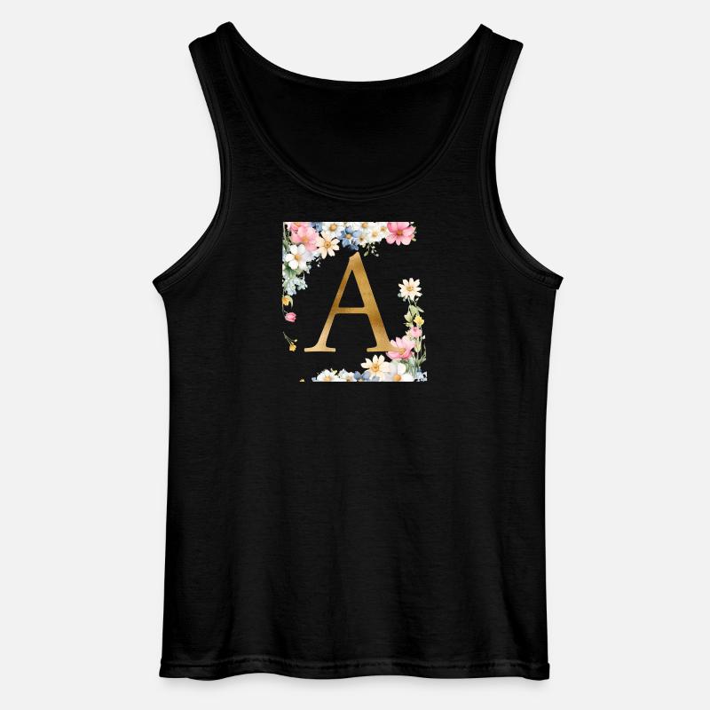A Monogramm, Floral, personalisierbar - Gildan Männer Tank Top - Schwarz