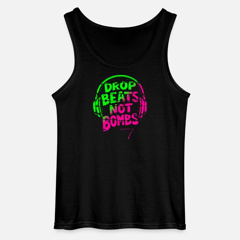 Drop Beats Not Bombs green pink - Gildan Männer Tank Top - Schwarz