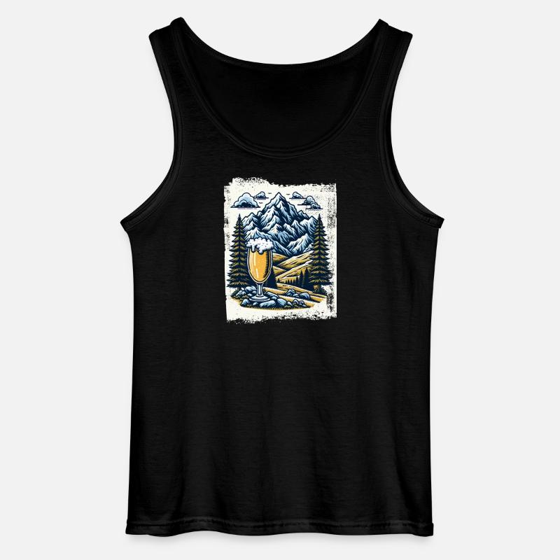 Bergpanorama mit Bierglas - Gildan Männer Tank Top - Schwarz