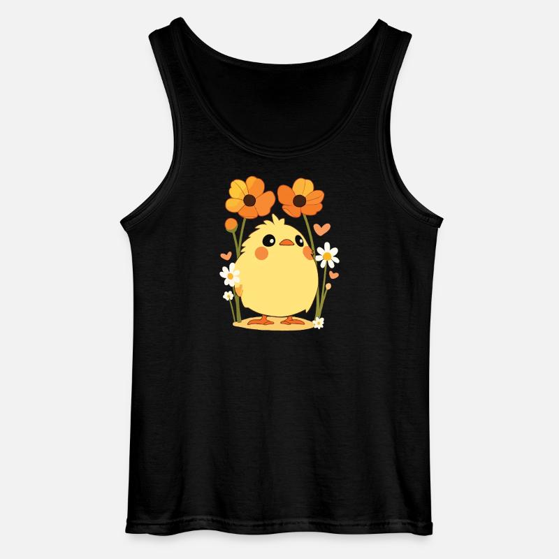 Chick, Spring, Flowers, Summer, Easter, Garden - Gildan Men’s Tank Top - black