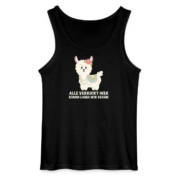 Alle verrückt hier, komm Lama wir gehen - Gildan Männer Tank Top - Schwarz - Vorne - AI Model Male 185 dark (185cm)