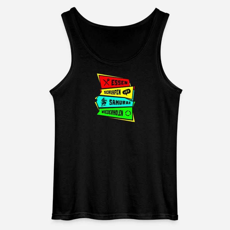 Samurai Eat Sleep Samurai Repeat - Gildan Men’s Tank Top - black