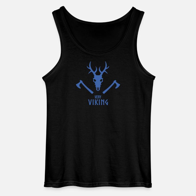 Wikinger Totenschädel Emblem mit Äxten - Gildan Männer Tank Top - Schwarz