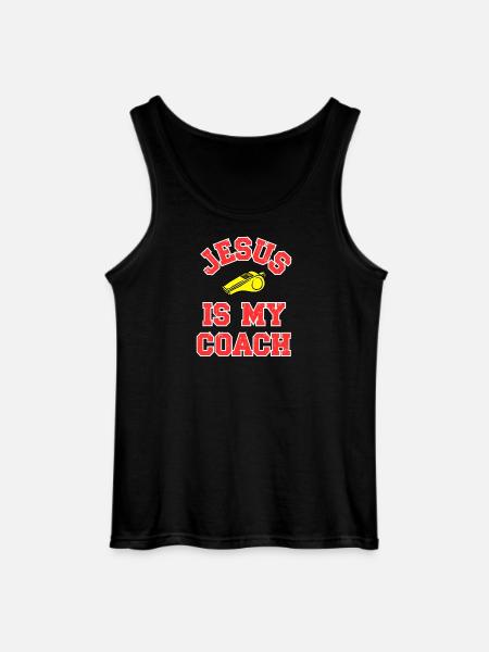 Jesus as a Coach Motivational Design - Gildan Men’s Tank Top - black