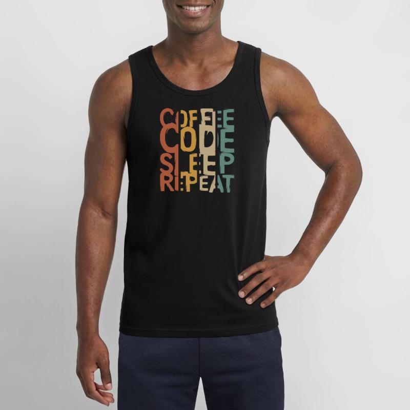 Coffee Code Sleep Repeat – Developer Design Gildan Men’s Tank Top