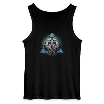Mystical snake symbol with stars in triangle - Gildan Men’s Tank Top - black - Front - AI Model Male 185 dark (185cm)