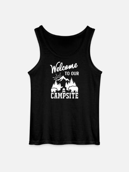 Mountain Nature Campfire Scene - Gildan Men’s Tank Top - black