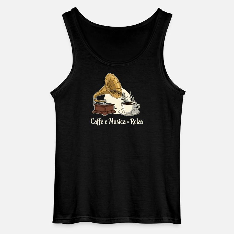Caffè e Musica = Relax - Gildan Männer Tank Top - Schwarz