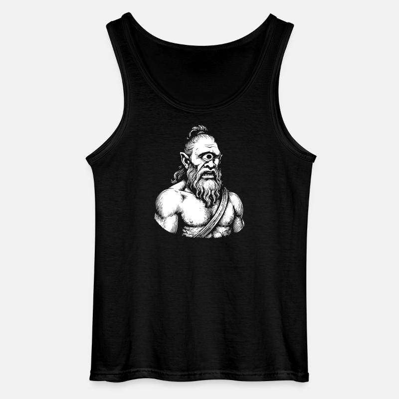 Mythical Cyclops Warrior Illustration - Gildan Men’s Tank Top - black