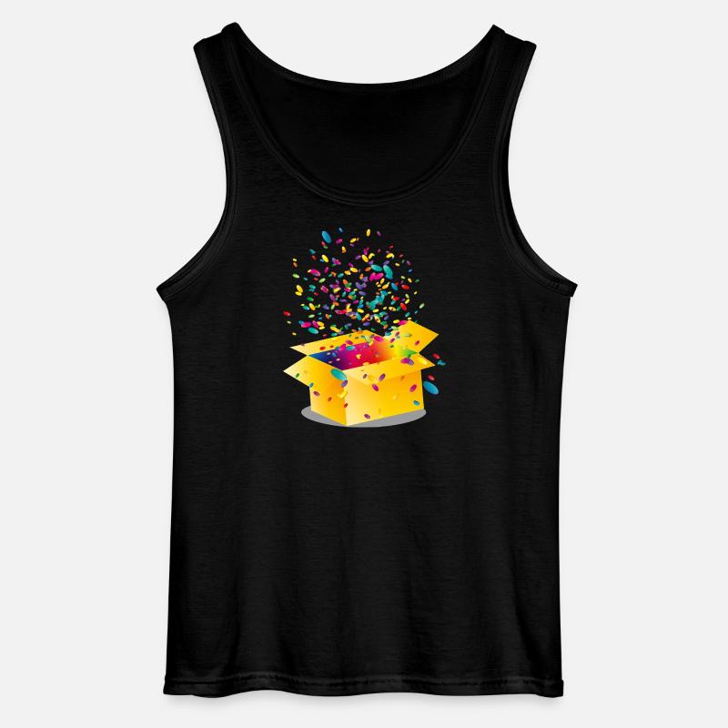 Gelbe Box mit buntem Konfetti - Gildan Männer Tank Top - Schwarz