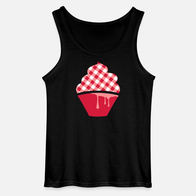 Stilisierter Cupcake mit Karo-Topping - Gildan Männer Tank Top - Schwarz