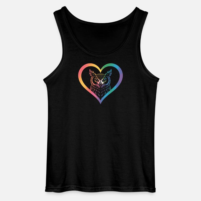 Regenbogen Eulen Herz Design - Gildan Männer Tank Top - Schwarz