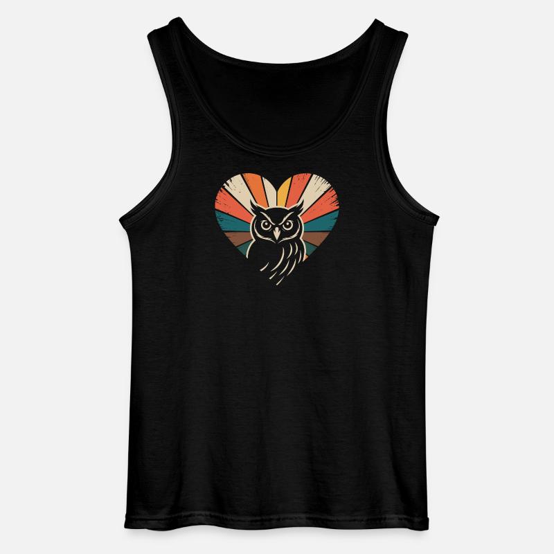 Herz mit Eule im Retro-Stil - Gildan Männer Tank Top - Schwarz
