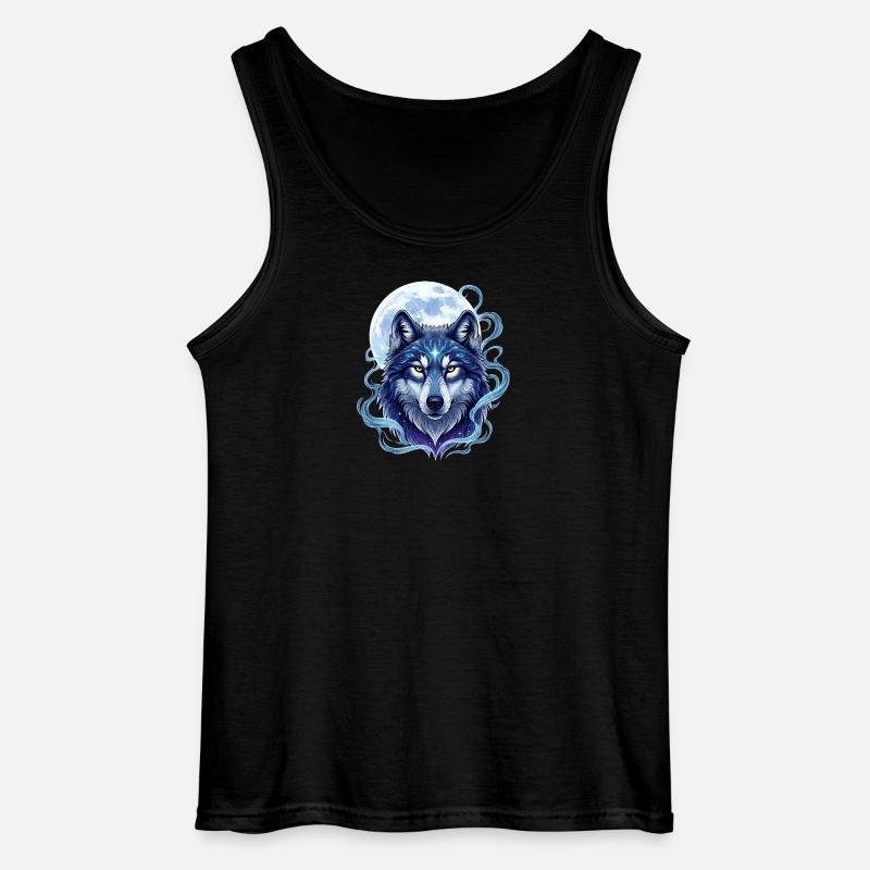 Mystischer Wolf mit Mondschein-Hintergrund - Gildan Männer Tank Top - Schwarz