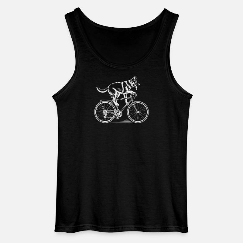 German Shepherd Dog Driving Bicycle - Gildan Männer Tank Top - Schwarz