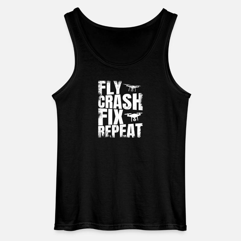 Fly_Crash_Fix_Repeat - Gildan Männer Tank Top - Schwarz