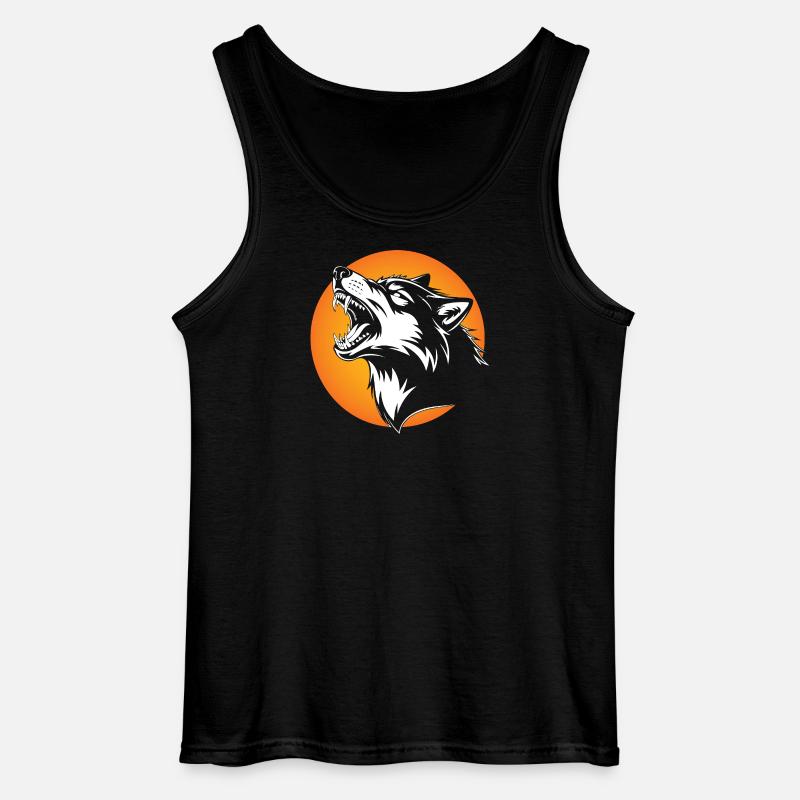 Wolfskopf in kontrastierender Silhouette - Gildan Männer Tank Top - Schwarz
