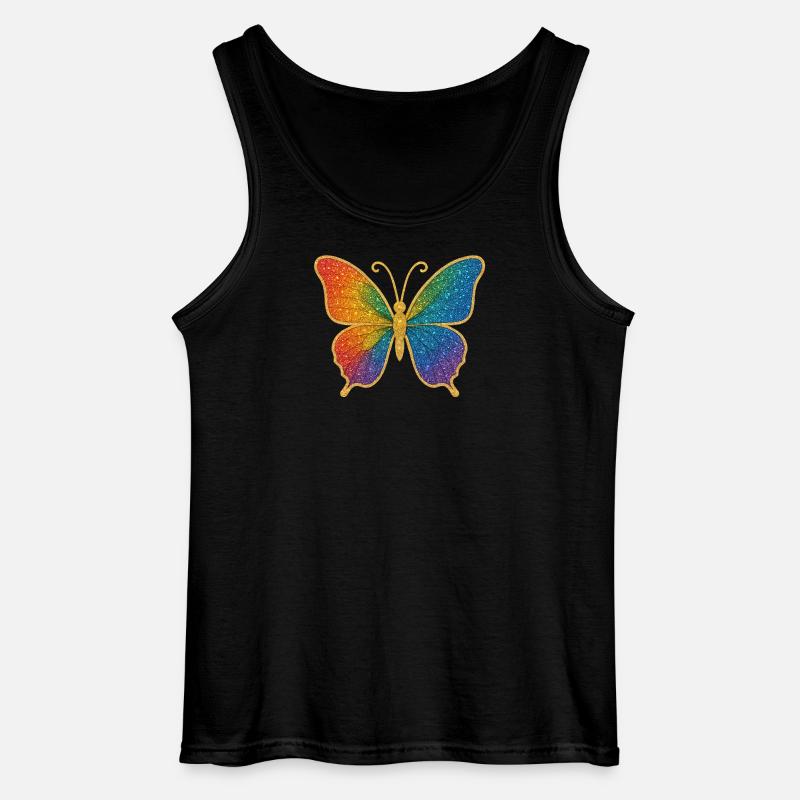 Glitzernder Regenbogen-Schmetterling - Gildan Männer Tank Top - Schwarz