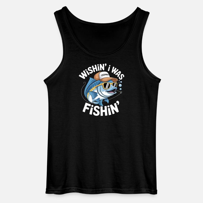 Humorvoller Fisch mit Surf-Accessoires - Gildan Männer Tank Top - Schwarz