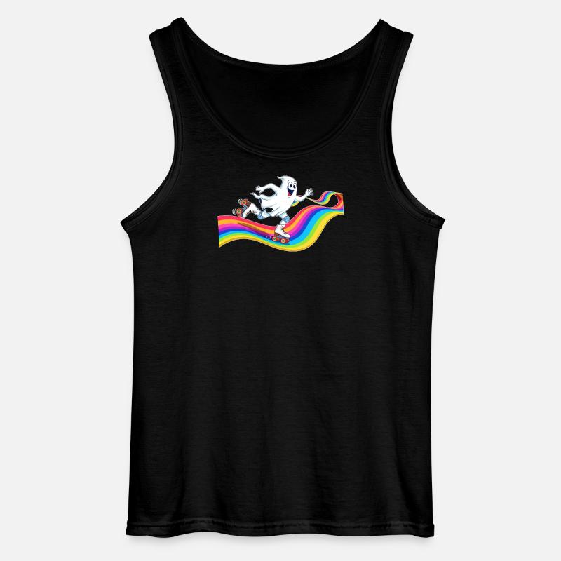 Geist beim Rollschuhlaufen auf Regenbogenbahn - Gildan Männer Tank Top - Schwarz