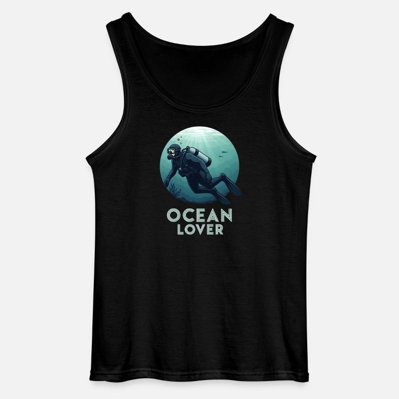 Ocean Lover Taucher - Gildan Männer Tank Top - Schwarz