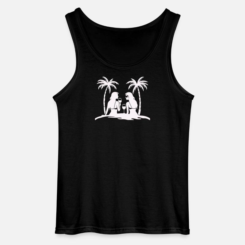 Silhouette style tropical beach night - Gildan Men’s Tank Top - black