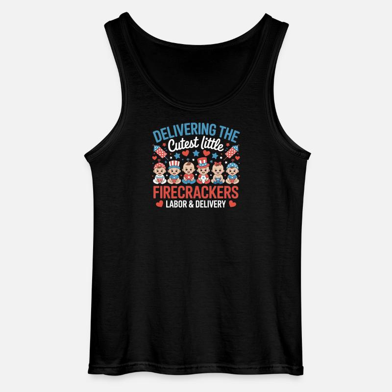  Labor & Delivery Firecrackers Independence Day - Gildan Männer Tank Top - Schwarz