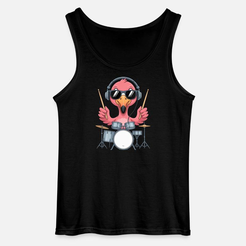 Flamingo Schlagzeuger Mit Kopfhörern - Gildan Männer Tank Top - Schwarz