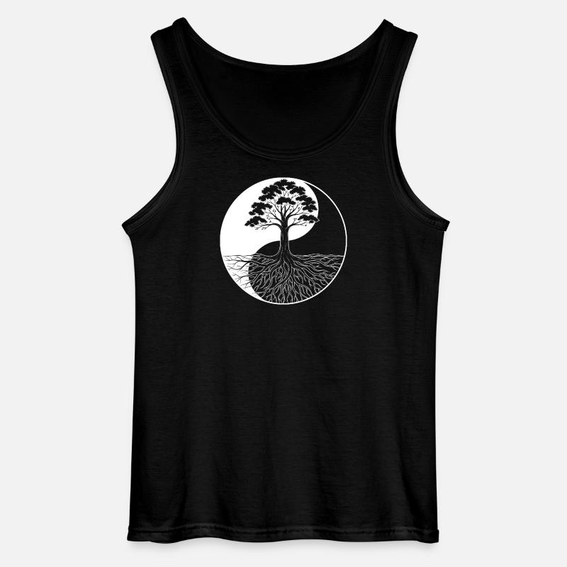 Yin und Yang Lebensbaum Design - Gildan Männer Tank Top - Schwarz