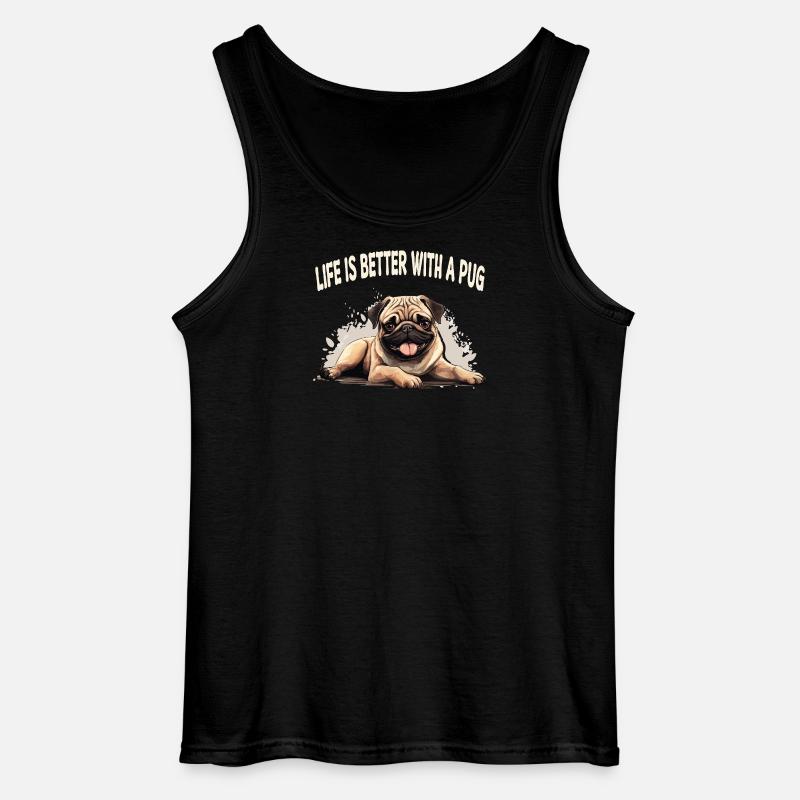 Life is better with a pug - Gildan Männer Tank Top - Schwarz