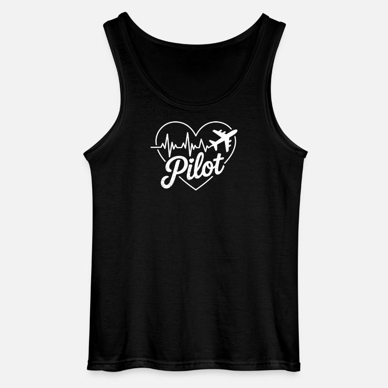 Pilot Herz Herzschlag Design - Gildan Männer Tank Top - Schwarz