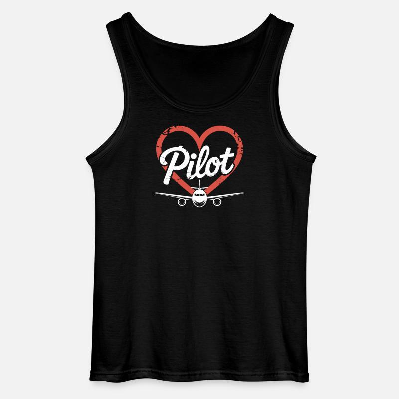 Herz Flugzeug Pilot - Gildan Männer Tank Top - Schwarz