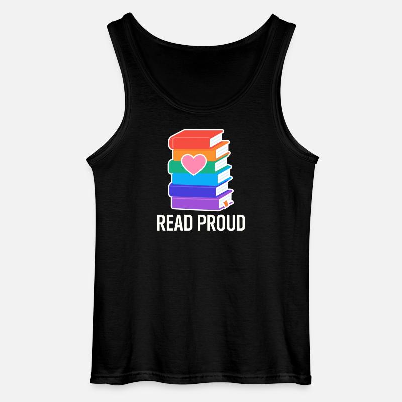 Lese Stolz Mit Regenbogen Herz - Gildan Männer Tank Top - Schwarz