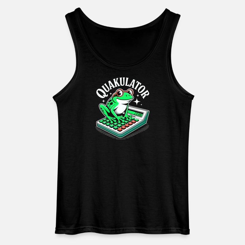 Funny Saying Math Frog Calculator - Gildan Men’s Tank Top - black