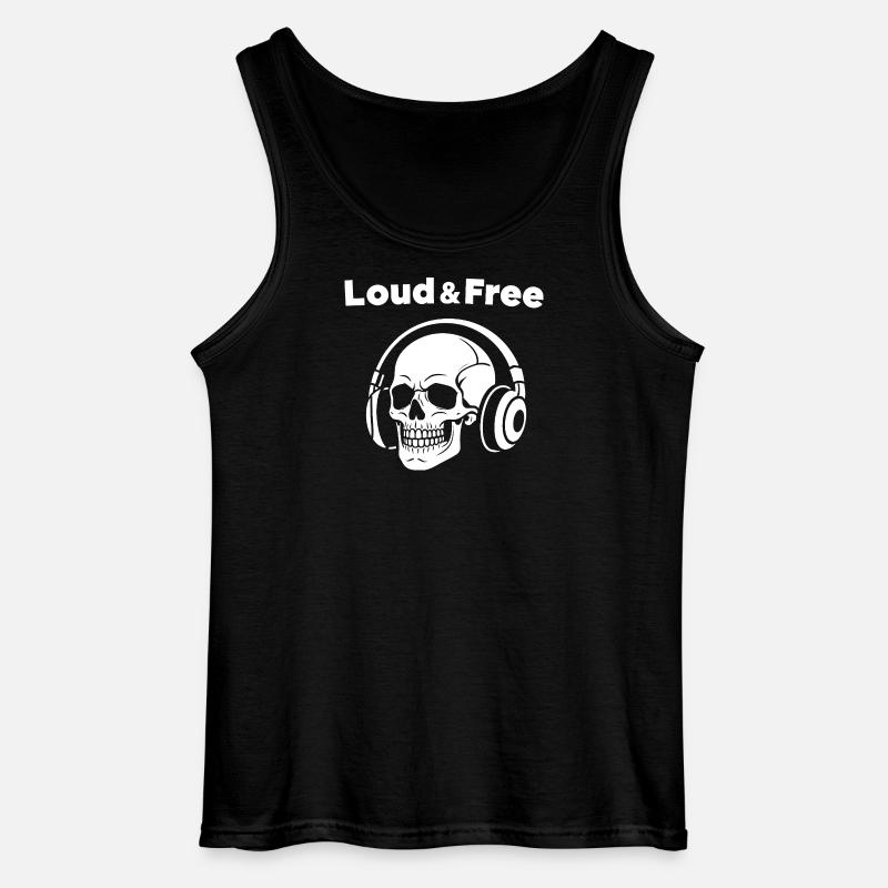 Skull mit Kopfhörer – Laut Frei - Gildan Männer Tank Top - Schwarz