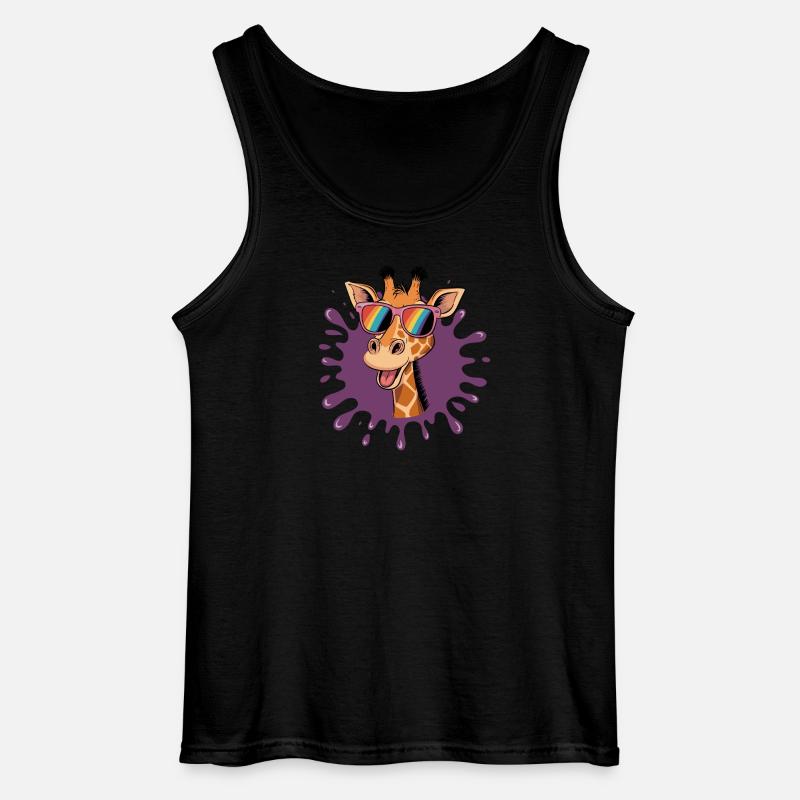 Fröhliche Giraffe Mit Regenbogenbrille Im Coolen - Gildan Männer Tank Top - Schwarz