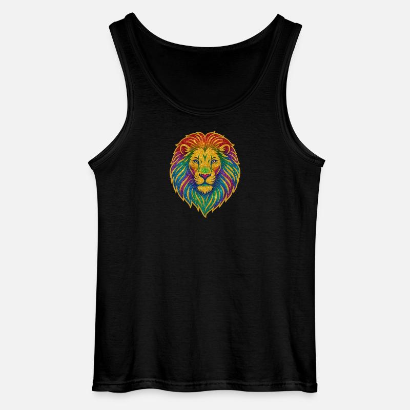 Regenbogenlöwe Glitzer-Motiv - Gildan Männer Tank Top - Schwarz