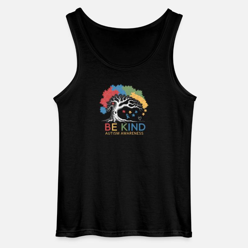 Be Kind Autism Bewusstsein Baum Puzzle - Gildan Männer Tank Top - Schwarz