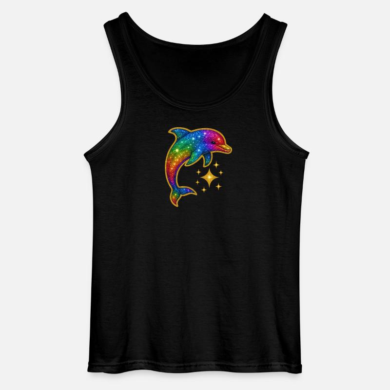 Regenbogen Glitzer Delfin - Gildan Männer Tank Top - Schwarz