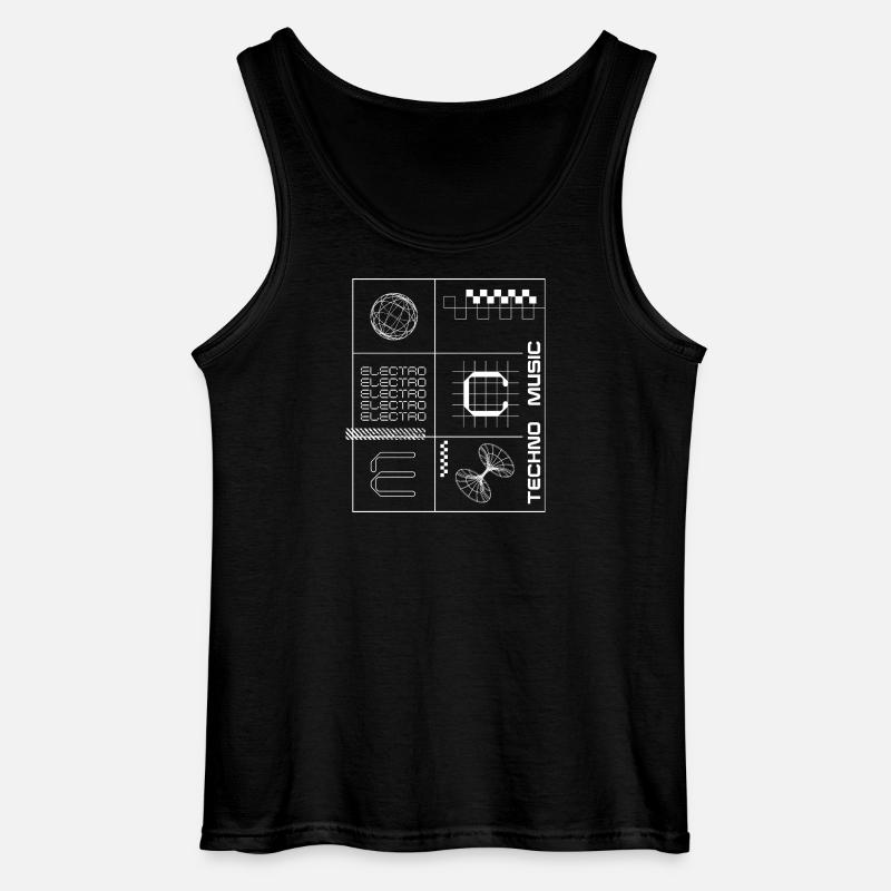 Geometrisches Elecotro Tech Grid Retro Poster - Gildan Männer Tank Top - Schwarz