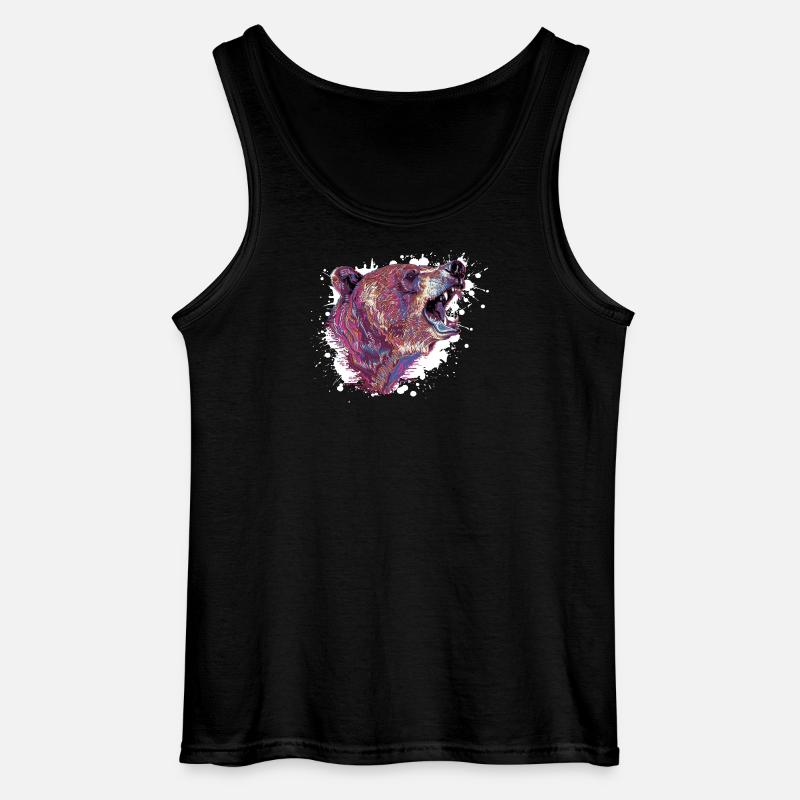 Neon-Splash Bärenkopf - Gildan Männer Tank Top - Schwarz