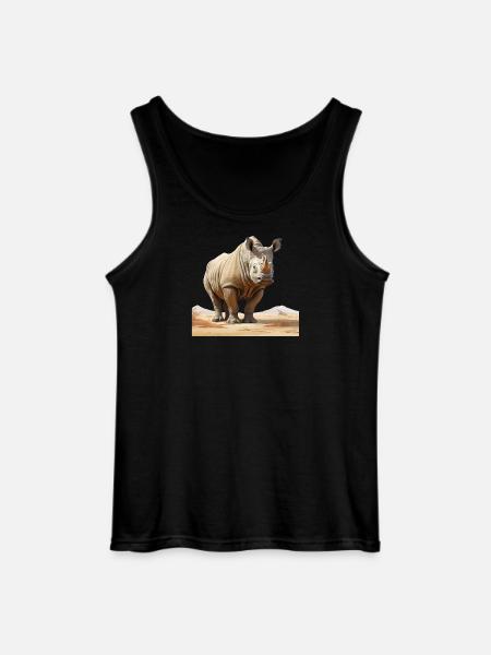 Desert Rhino Illustration - Gildan Men’s Tank Top - black