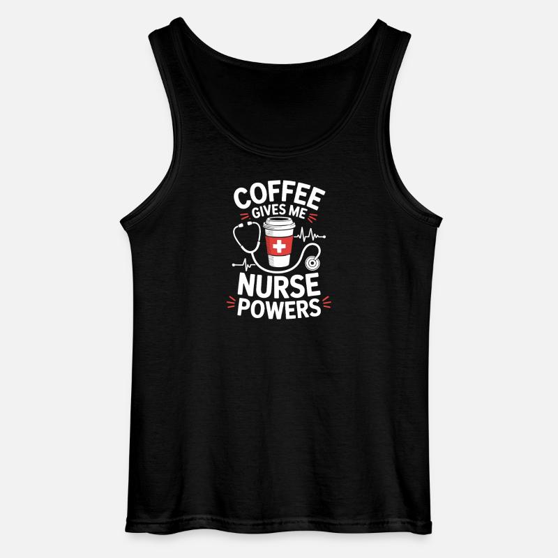 Coffee Gives Me Nurse Powers - Gildan Männer Tank Top - Schwarz