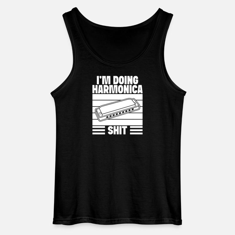 Harmonica Musican Doing Shit Harmonica - Gildan Men’s Tank Top - black