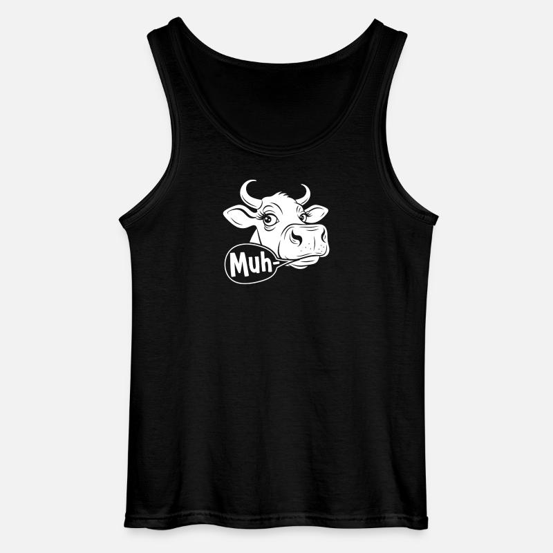Muh Kuh Cartoon Spruch - Gildan Männer Tank Top - Schwarz