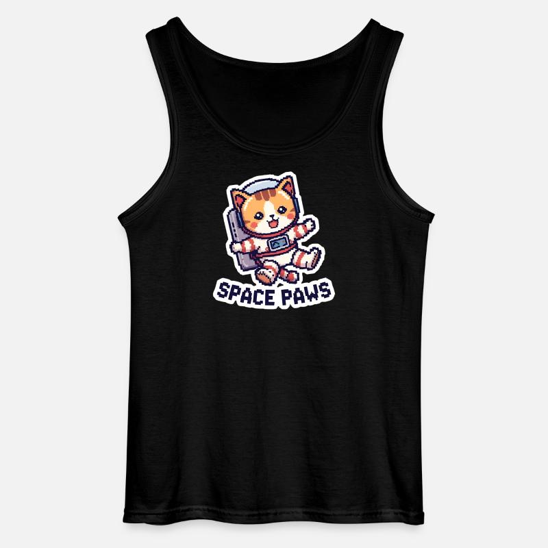 Space Paws – Pixel Cat in Space - Gildan Männer Tank Top - Schwarz